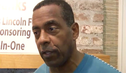 Photo shows Tony Dorsett at the AMI Kids Golf Tournament in Pawleys Island in 2012 speaking to the media about concussions and his quest to get all NFL players lifetime health insurance. 