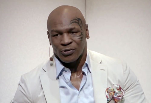 Photo shows Mike Tyson speaking from a trailer of his upcoming HBO film: Mike Tyson: Undisputed Truth, which airs on HBO November 16, 2013 at 8:p.m.