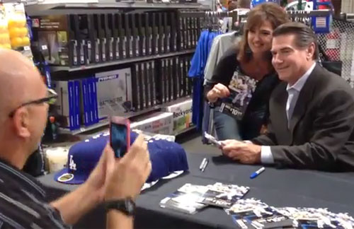 Photo shows former Los Angeles Dodgers player, Steve Garvey, signing autographs at Dick's: Sporting Goods in the Westfield shopping mall in Palm Desert on November 10, 2013...