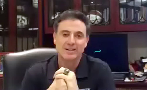 Photo shows Louisville coach Rick Pitino who will be speakingat the annual Steak and Steak Dinner set for April 22, 2014  at University Plaza Convention Center.