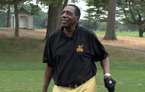 Photo shows Basketball legend, Meadowlark Lemon giving back at the 2014 Joe Namath Celebrity Golf Classic